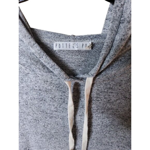 Gray Heather Hoodie Sweatshirt With Drawstrings & Pockets Potters Pot Size L - Picture 3 of 3